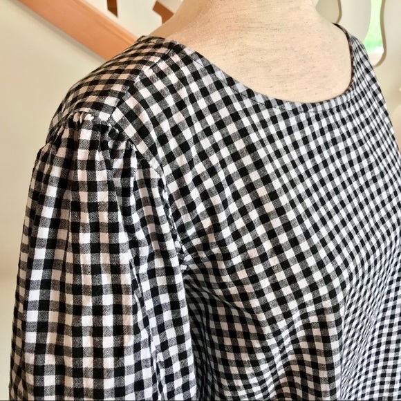 ❌SOLD Woven Cotton Boxy Gingham Ruffle Sleeve Top - Picture 4 of 5